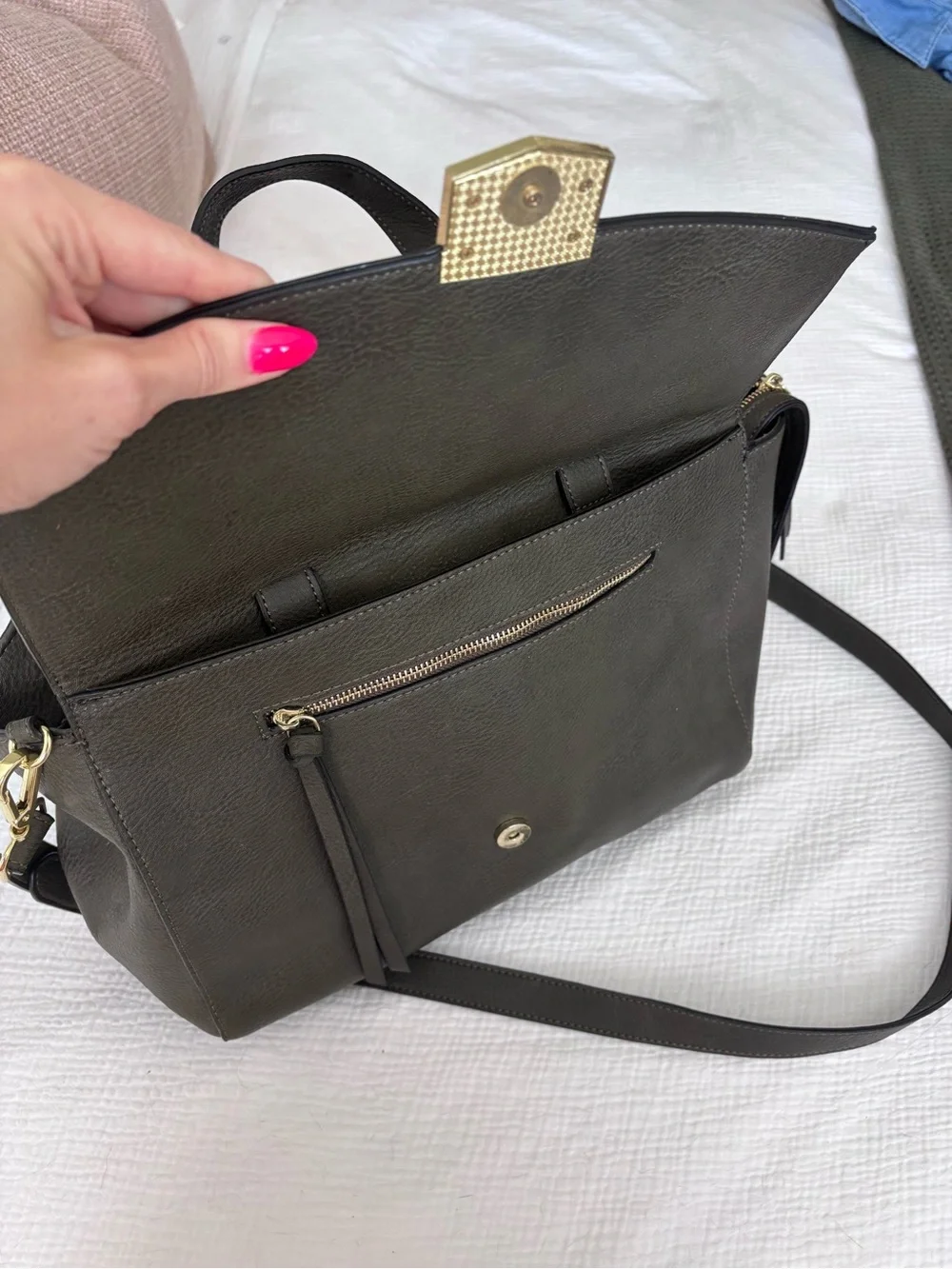 Olive Green Steve Madden Stud-Detail Women's Satchel Bag